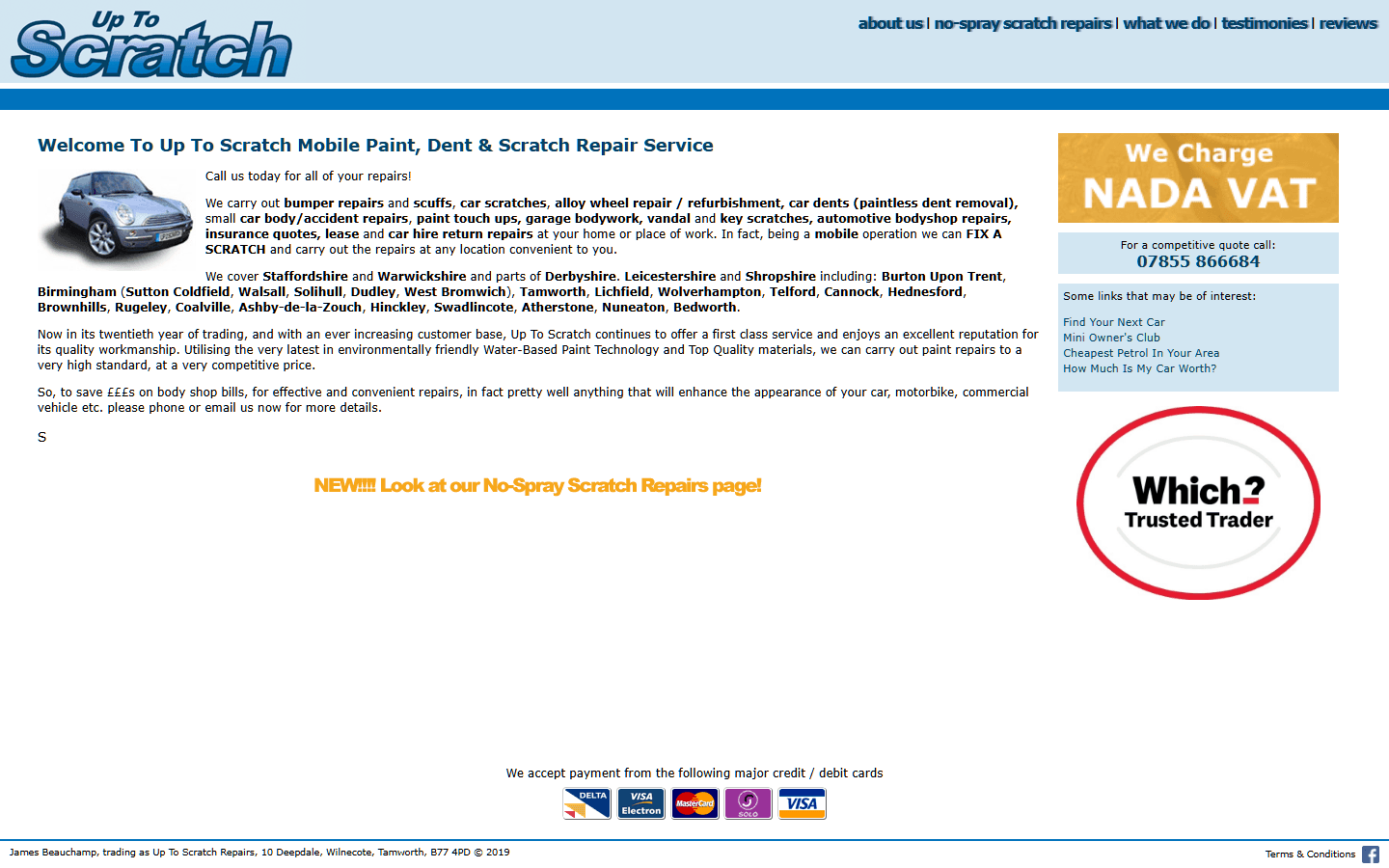 Up To Scratch Repairs before redesign